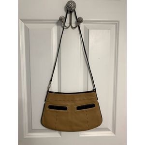 Caterina Lucchi Italian Leather Brown Two Tone Vintage Crossbody Purse EUC